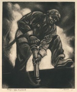 Defense Worker, c. 1941 Carborundum mezzotint over etched guidelines Federal Works Agency, Work Projects Administration, on long-term loan to the Philadelphia Museum of Art from the Fine Arts Collection, U.S. General Services Administration, Washington, D.C., 2-1943-275 (18)