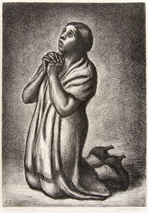 1888-1966; American; The Mourner;20th Century; Lithograph; Gift of Benjamin D. Bernstein; Collection of La Salle University Art Museum.