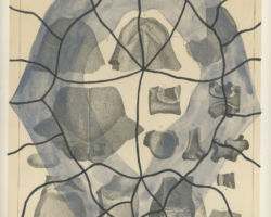 <i>Plate XV</i>, 2018, Watercolor on antique book pages from
<i>U.S. Geological Survey of the Territories</i>,
Philadelphia: Thomas Sinclair & Son, 1873,
20” x 17”