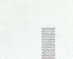 <i>is it I? It is I!</i>, 2018, Letterpress on handmade paper with
typewriter letter inclusions, 16 ¾” x 12 ½”; Courtesy of the Artist and Dolphin Press & Print, Baltimore.