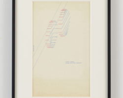 Dom Sylvester Houédard, <i>chakra angels going up & down zikkurad</i>, 1967, Typed
page, 16 ⅜” x 12 ¾”; © Dom Sylvester Houédard, Courtesy Lisson Gallery.