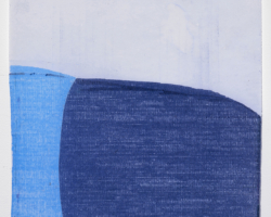 Allyson Strafella, <i>course</i>, 2017, Typewriter print on pigmented abaca paper,
14 ¼” x 10 ¼”; Courtesy of the Artist and Gallery Joe, Philadelphia.