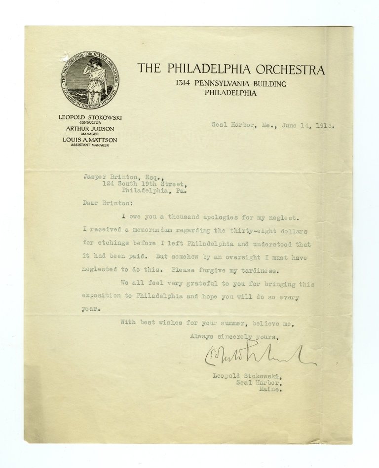 Leopold Stokowski Letter