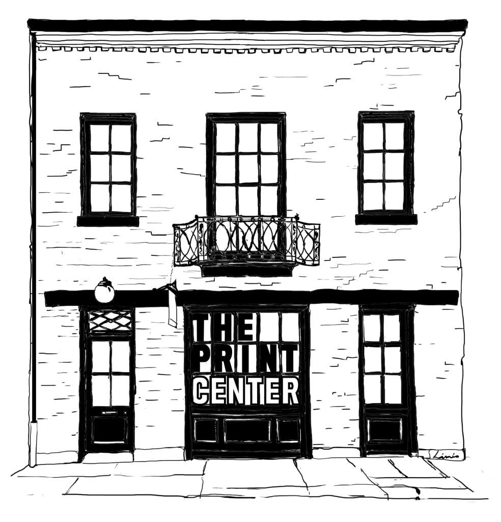 Illustration of The Print Center facade at 1614 Latimer Street
